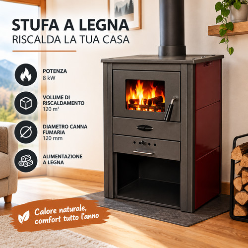 Stufa legna calore - a, –